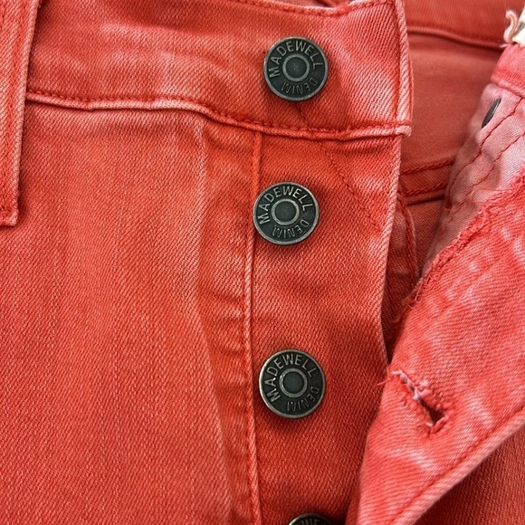 Madewell 9” High Rise Skinny‎ Cropped Button Fly Red Jeans Stretch Size 28T - Picture 5 of 9
